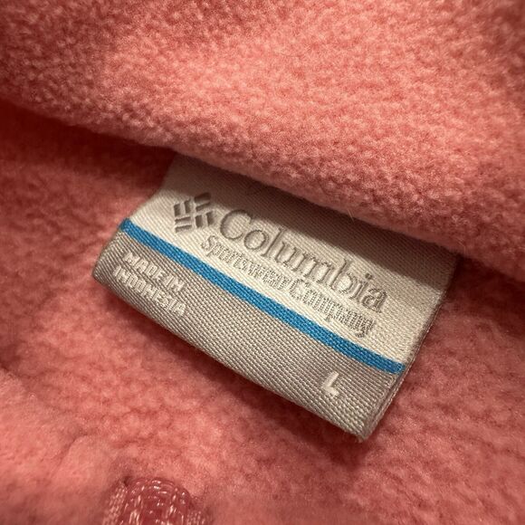 Columbia Womens L Pink Fleece Jacket Full Zip Mock Neck Long Sleeve Zip Pockets - Picture 2 of 9